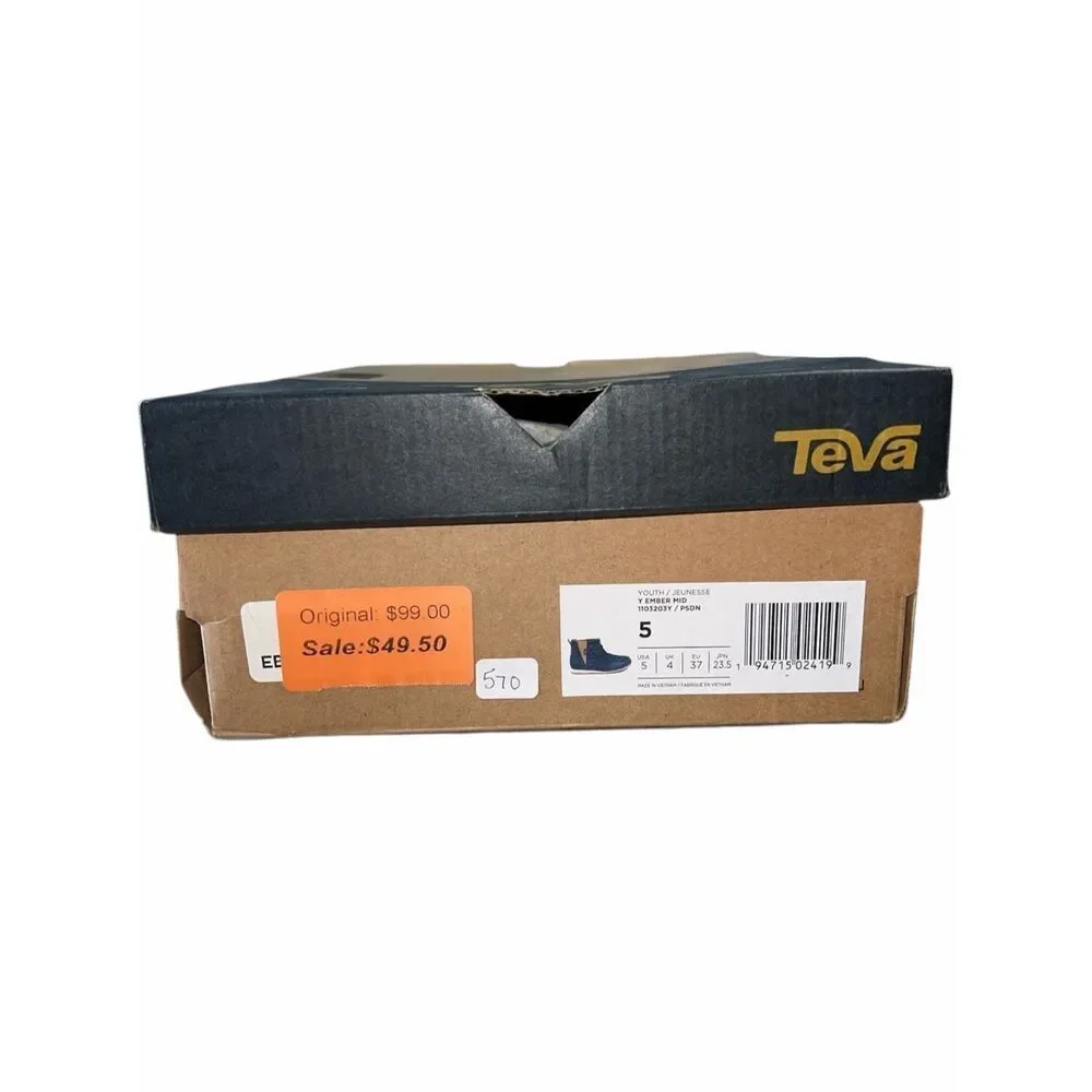 Teva Ember Mid Navy Quilted Boot Youth Size 5Y NEW - Picture 8 of 8
